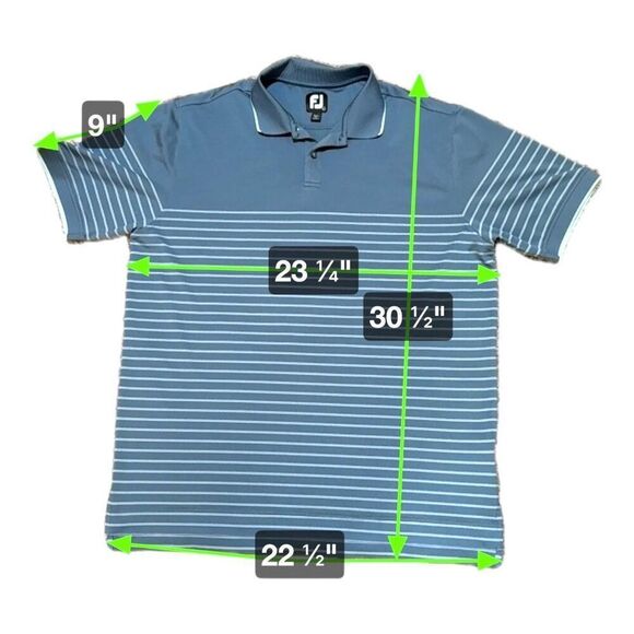 FootJoy Mens Large Blue Striped Polo Shirt Large Golf Athletic Casual Mens - Picture 3 of 4